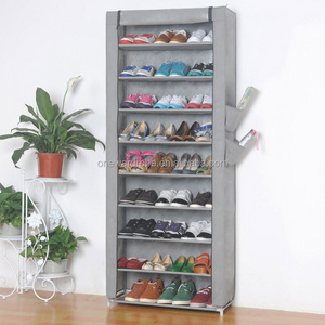 9 layers with side pocket non-woven fabric portable folding shoe rack