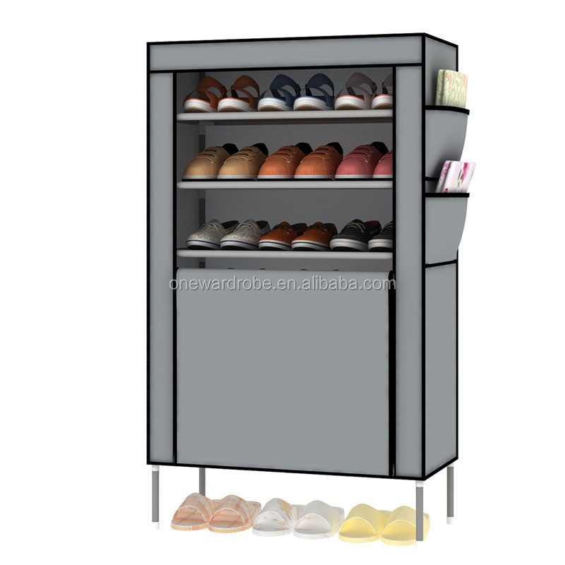 6 layers with side pocket non-woven fabric folding shoe rack