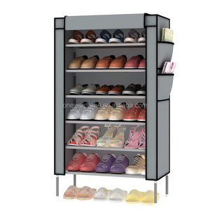 6 layers with side pocket non-woven fabric folding shoe rack