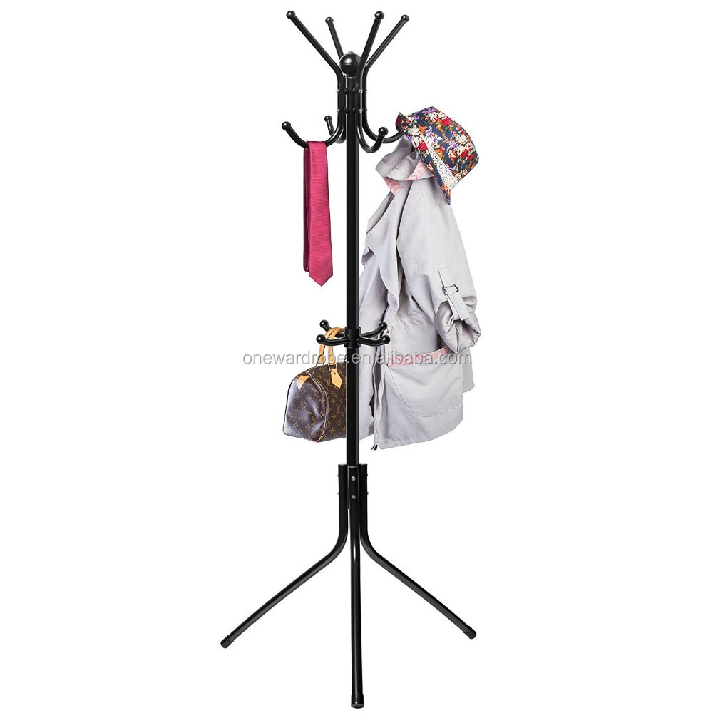 Free Standing Metal Coat Rack Jacket Purse Scarf Hat Rack,12 Hooks