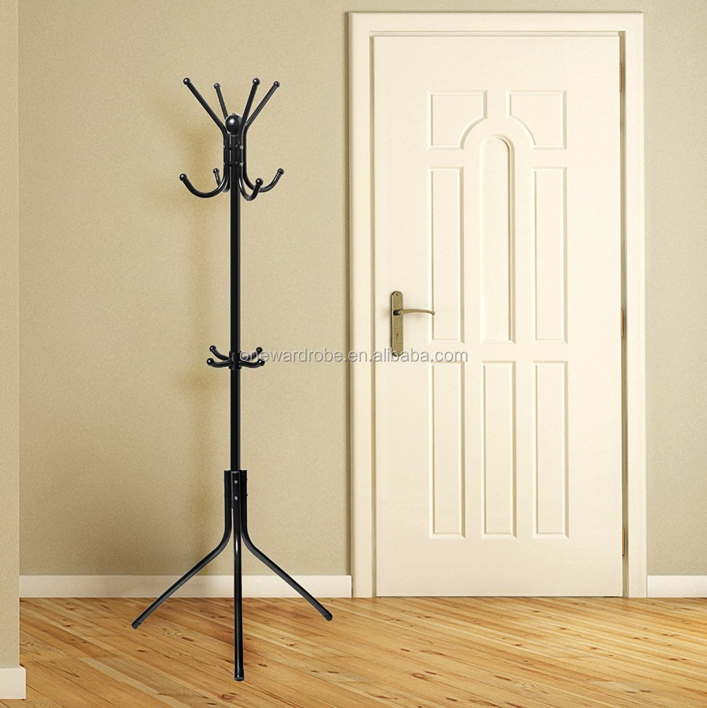 Free Standing Metal Coat Rack Jacket Purse Scarf Hat Rack,12 Hooks