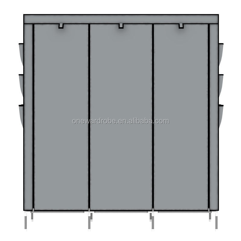 Huge size with side pockets non-woven fabric portable wardrobe