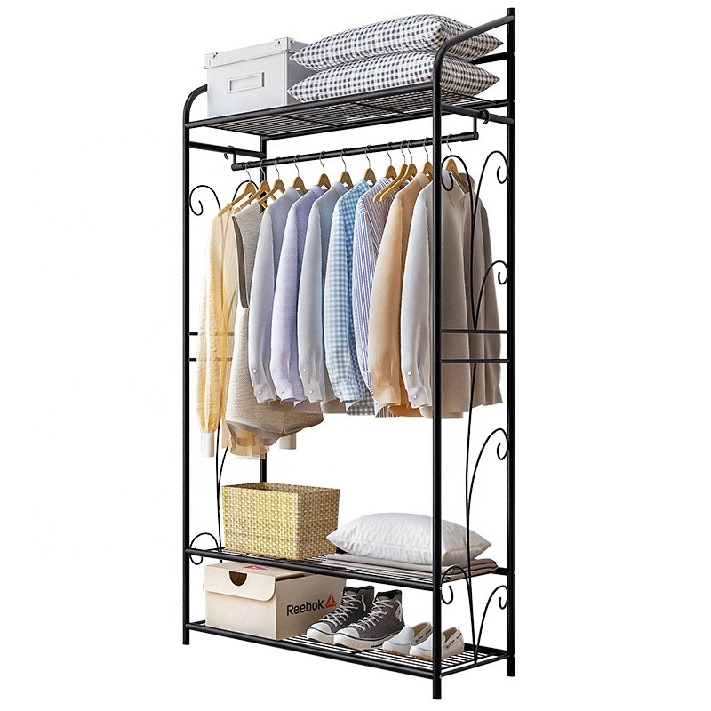 Metal Hanging Storage Organizer Rack Wardrobe with Shelves Freestanding Closet Organizer Portable Wardrobe Closet