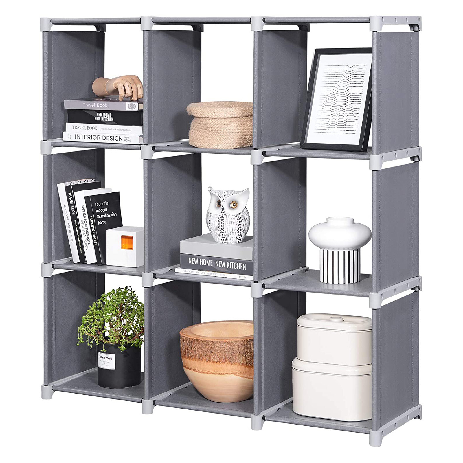 9-Cube Bookcase DIY Storage Shelves, Open Bookshelf, Closet Organizer Rack, Non-Woven Fabric Cabinet