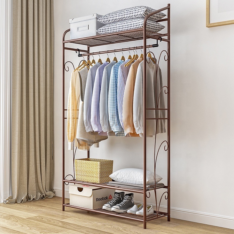 Metal Hanging Storage Organizer Rack Wardrobe with Shelves Freestanding Closet Organizer Portable Wardrobe Closet