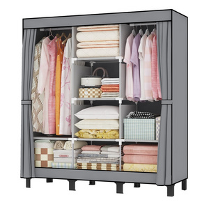 2022 New Design Portable Clothes Closet Wardrobe with Non-Woven Fabric and Hanging Rod