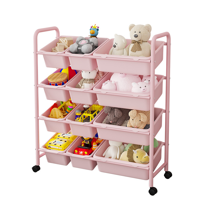 big size 4-Tier Kids' Toy Storage Organizer Shelf Toy Storage Unit with 12 Removable Bins for Playroom Children's Room