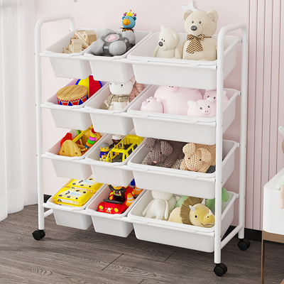 big size 4-Tier Kids' Toy Storage Organizer Shelf Toy Storage Unit with 12 Removable Bins for Playroom Children's Room