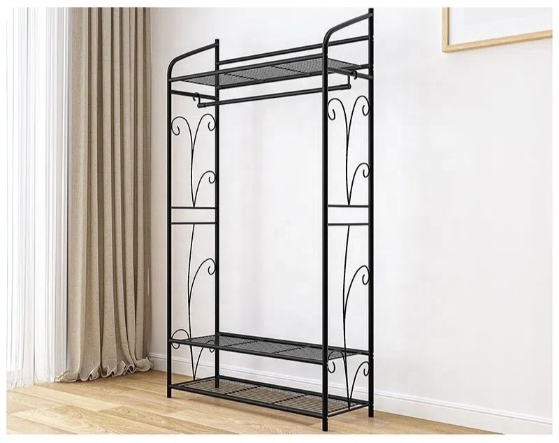 Metal Hanging Storage Organizer Rack Wardrobe with Shelves Freestanding Closet Organizer Portable Wardrobe Closet