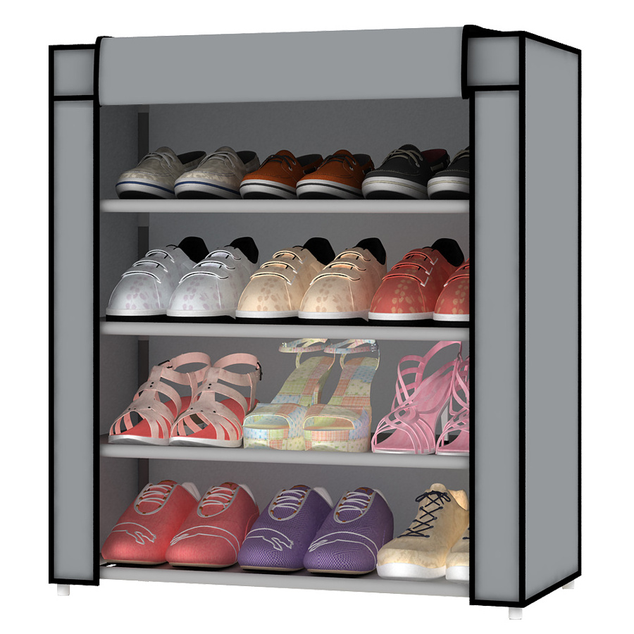 5 tiers portable shoe rack with cover shoes organizer rack non-woven fabric shoe closet