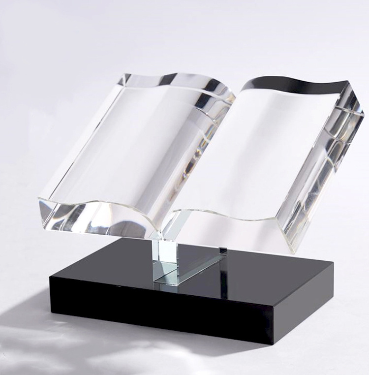 Trophy Manufacturers Creative Crystal Book Trophy Crystal Diamond Gift Award Customized Size Music Glass/Acrylic Trophy Medal