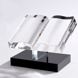 Trophy Manufacturers Creative Crystal Book Trophy Crystal Diamond Gift Award Customized Size Music Glass/Acrylic Trophy Medal