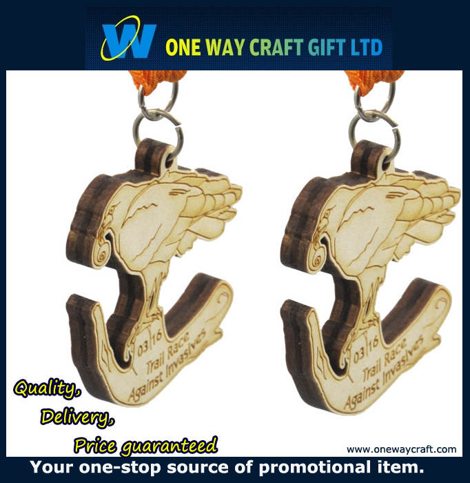 Wooden Crafts Medals Wood Medal Gifts Engraving Wooden Decoration Carved Customized Logo Customized Size Souvenir OW-W-027 1-6MM