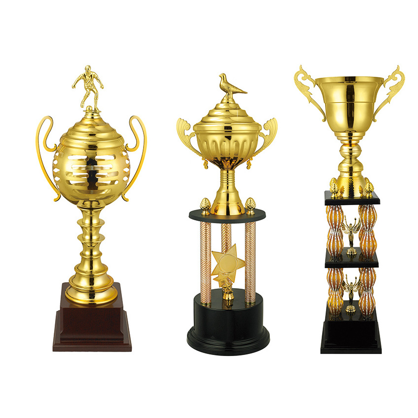 Custom Wholesale Gymnastics Football Trophies Award Metal Medal Gold Color Sports Soccer Basketball Badminton Trophy Cup