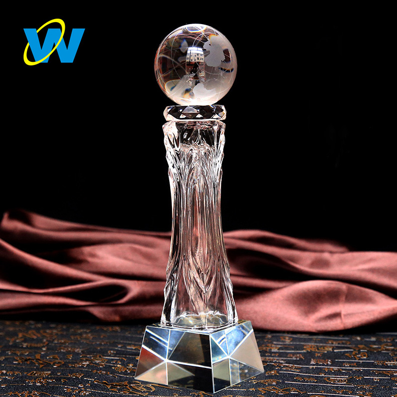 High quality crystal ball basketball football racing trophy award, wholesale custom glass baseball trophies trophy and medal