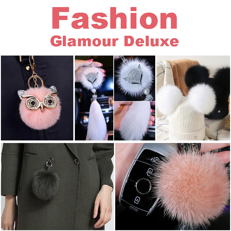 2020 Promotion Gift Soft Cute Furball Pompom Heart Shaped Plush Fluffy Balls Rabbit Fur Key Chain Pom Pom Keychain