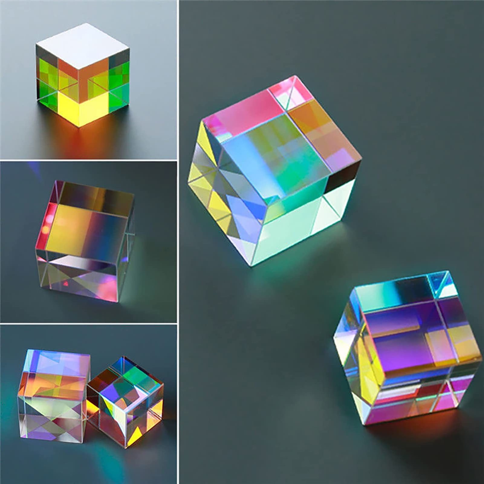 Polishing Compact Glass Cube Prism X-Cube Prism RGB Dispersion Prism Physic Teaching Tool Physics Toy Home Office Decoration