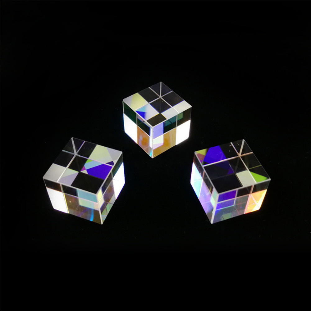 Polishing Compact Glass Cube Prism X-Cube Prism RGB Dispersion Prism Physic Teaching Tool Physics Toy Home Office Decoration