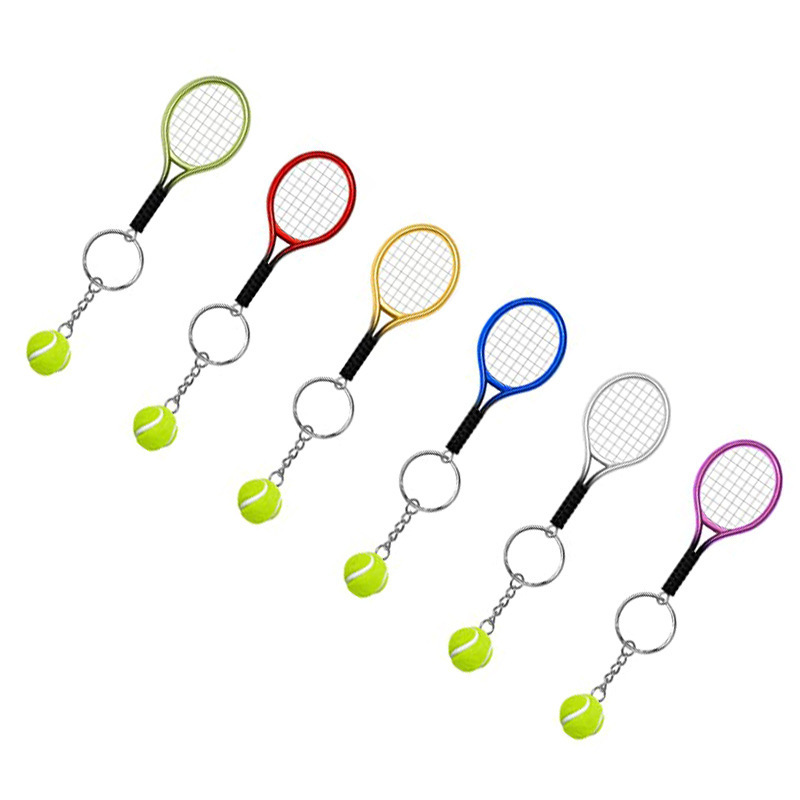 Line Tennis Keychain Pendant Mini Tennis Racket with Ball Tennis Racquet Souvenir Promotional Keychain