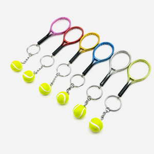 Line Tennis Keychain Pendant Mini Tennis Racket with Ball Tennis Racquet Souvenir Promotional Keychain