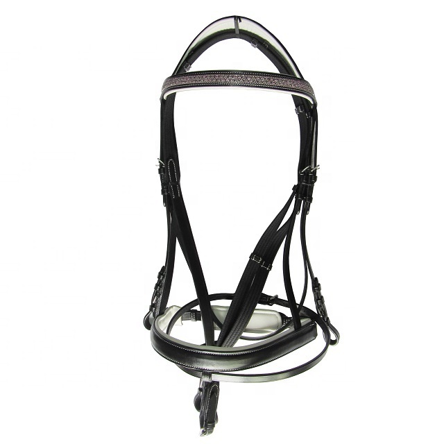 Latest Real Leather Anatomic Bridle High Quality Genuine Premium Leather Designer with brow band & reins for horse customizable