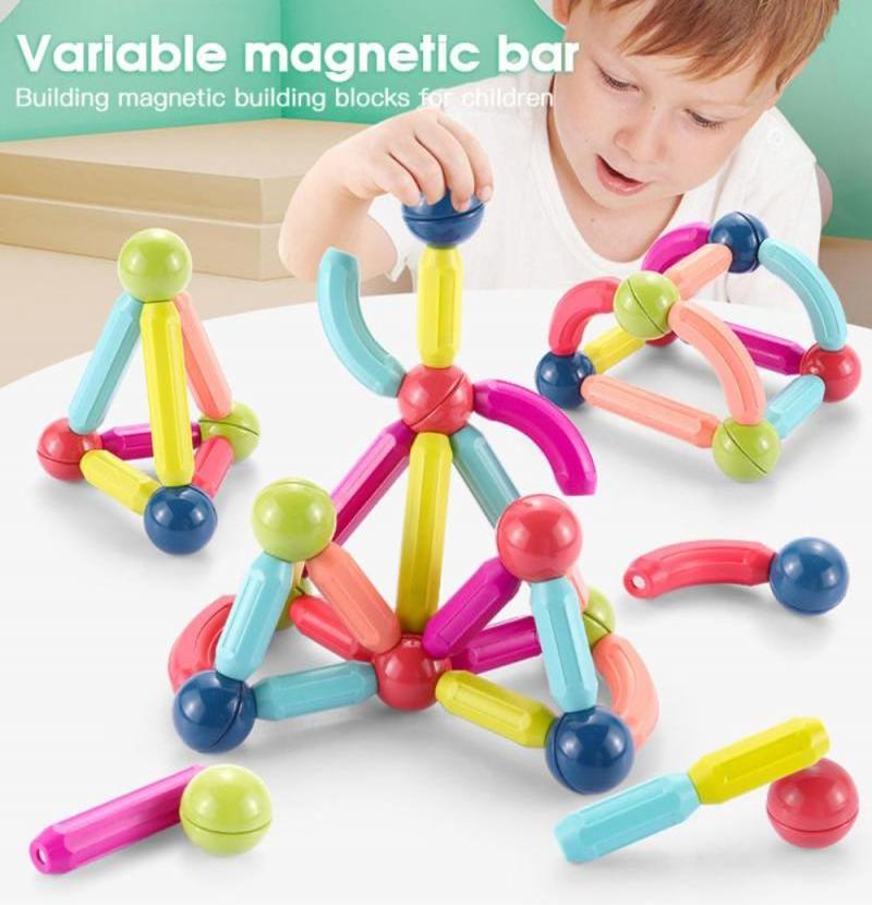 3D Magnetic Construction Set Early Learning Constructor Variety Magnetic Rod Building Blocks for Children toys