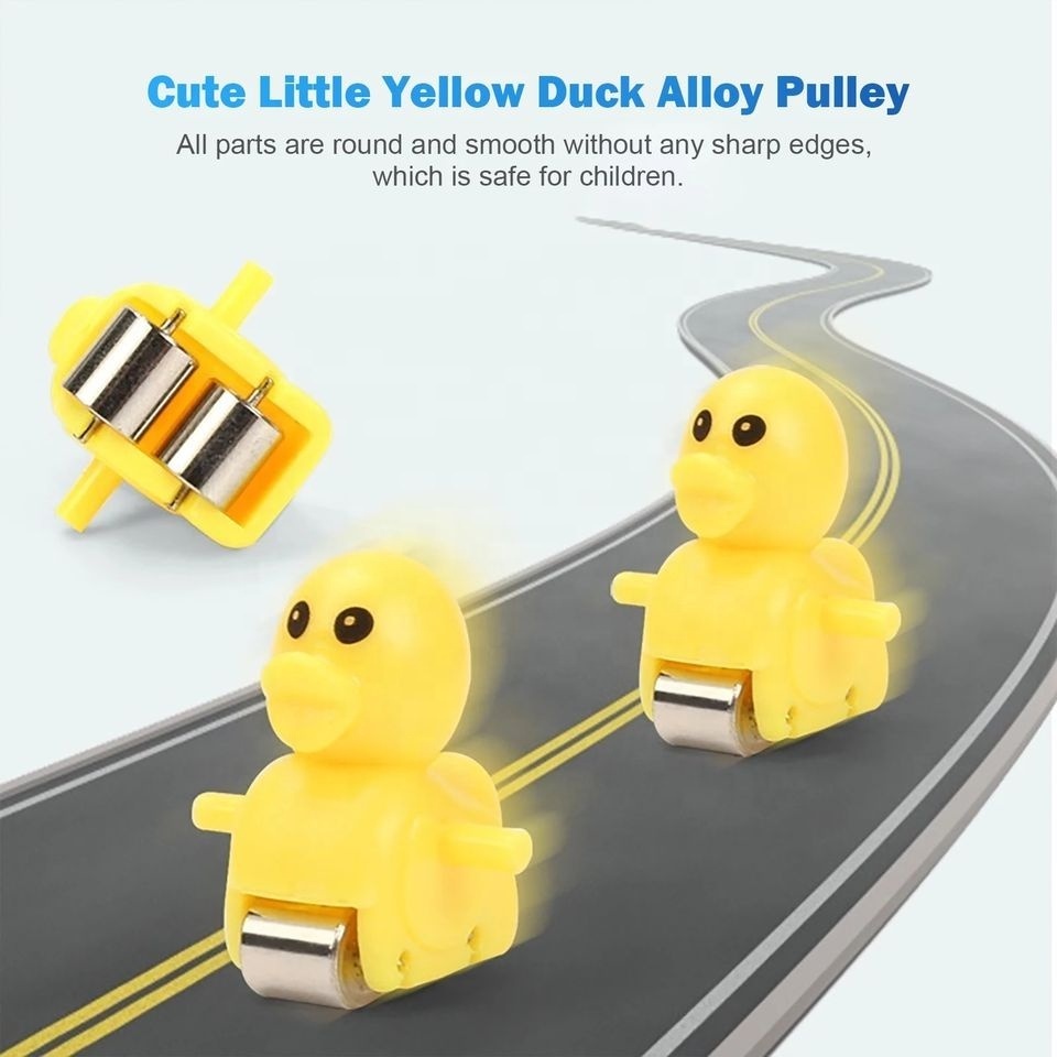 Shantou New arrival Funny yellow duck climbing stairs light music DIY track electric assembling plastic game toy for kids