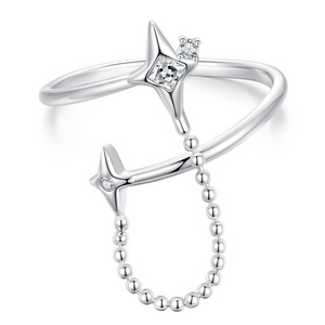 2023 Fashion Personality romance star ring S925 Sterling Silver dainty trendy fashion jewelry Star Tassel Open rings women