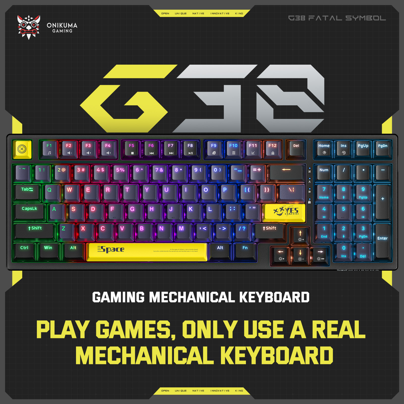 New Arrivals G38 Wired Mechanical Keyboard Gamer Wired Ergonomic Mini Gaming Keyboard Light Up LED Backlit Mechanical Keyboard