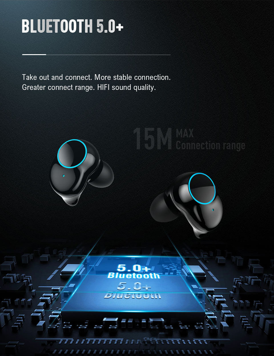 Ce Fcc Rohs IPX5  Waterproof Wireless Earphone 5.0 TWS Earbuds In Ear Sport Invisible Wireless Headset