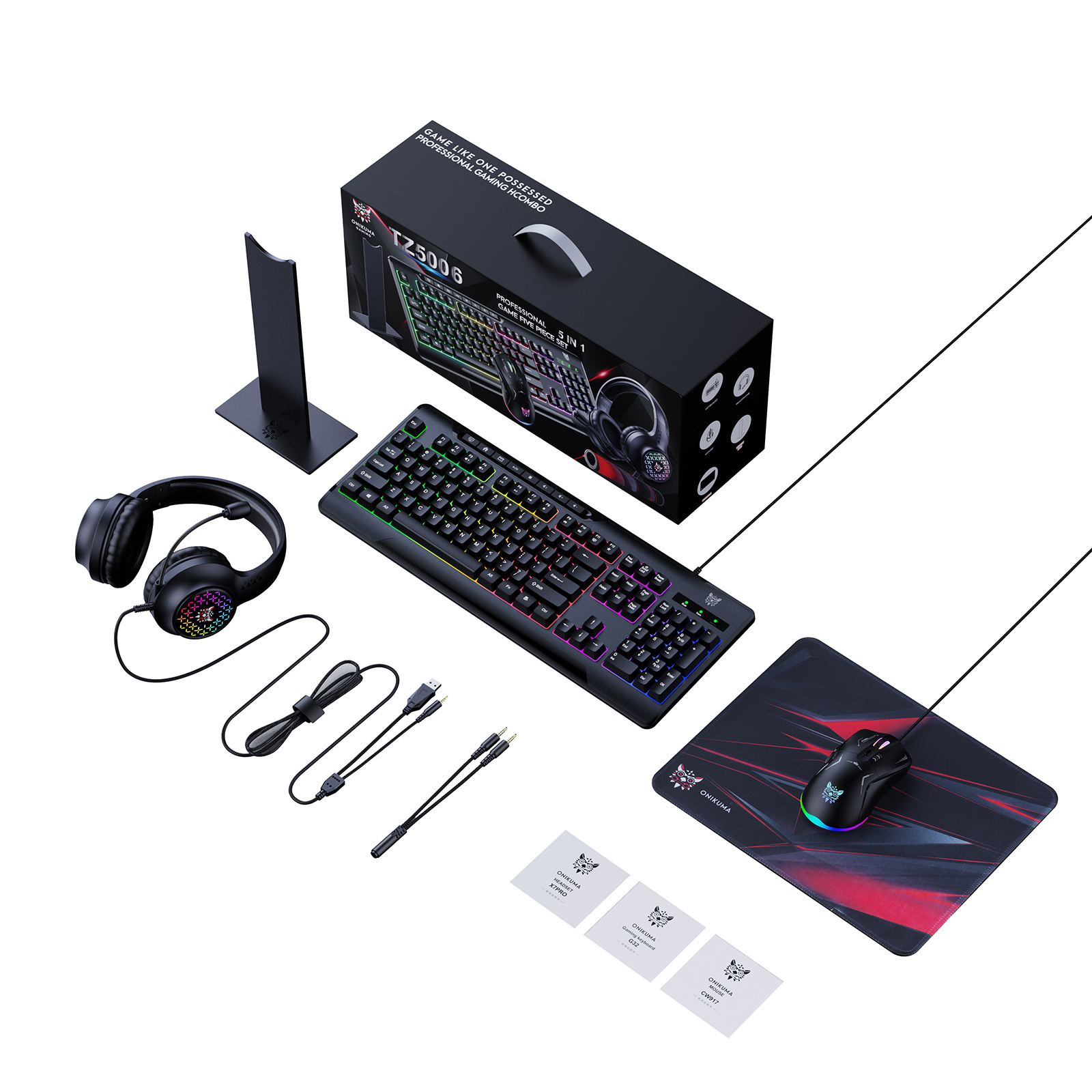 Onikuma TZ5006  Wholesale Custom Gamer Keyboard Mouse headphone Combo Wired  Gaming Keyboard Mouse Combos