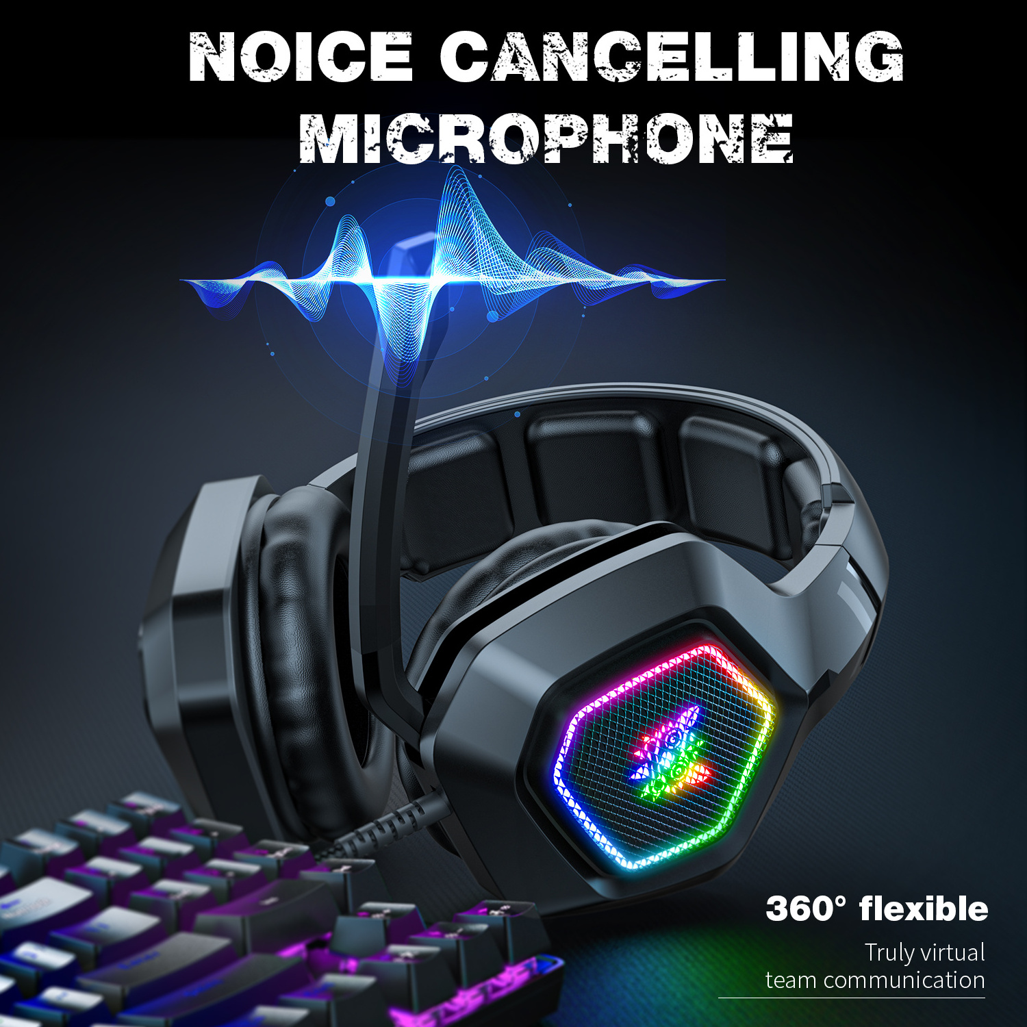 Wholesale Laptop Gamer Headphones Onikum K10 Led light 7.1 Stereo Surround Sound Gaming Headset for PS4