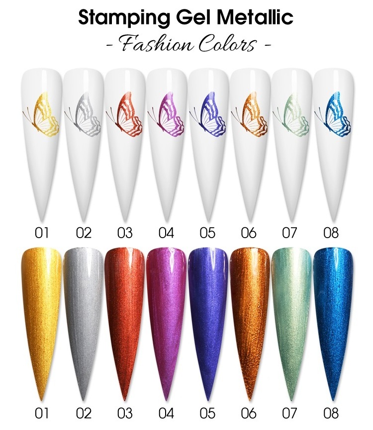 O'NINE High Quality Metallic Stamping Gel Polish Soak Off Nail Art Designs UV Gel