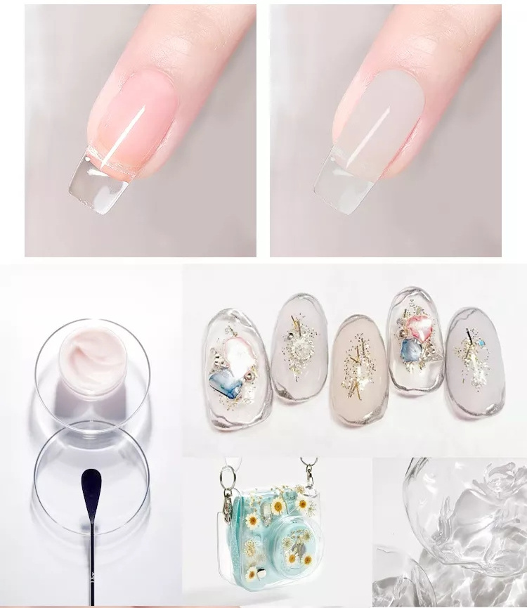 Quick Extension Gel White Clear Acrylic UV Soak Off Crystal Jelly Finger Hard Gel Tips