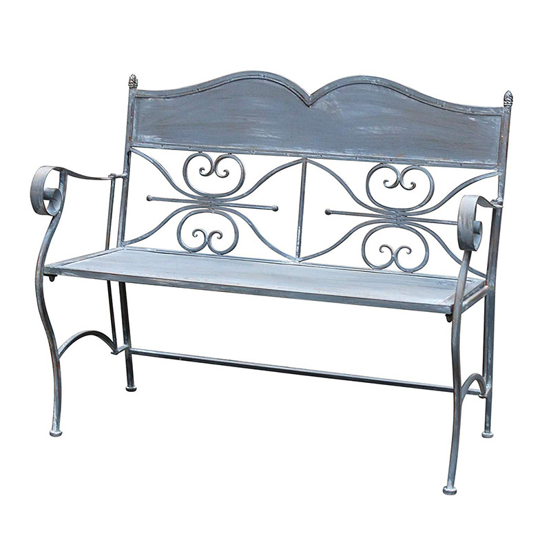 Oniya Iron Outdoor Patio Antique Blue Restaurant Bench Seat Iron Park Chair Patio Wedding Benches