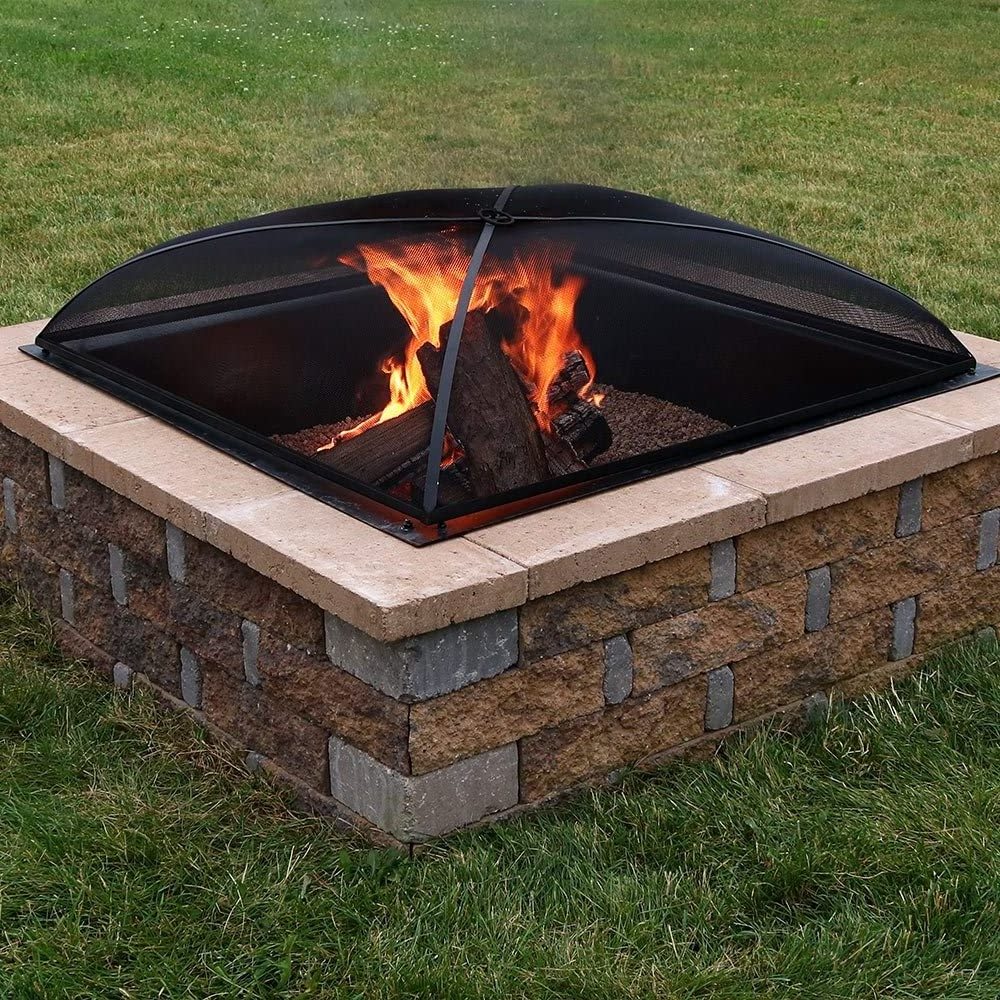 Oniya 24in 30in 36IN Black Outdoor Patio Stove Fire Pit Square Metal Mesh Spark Screen