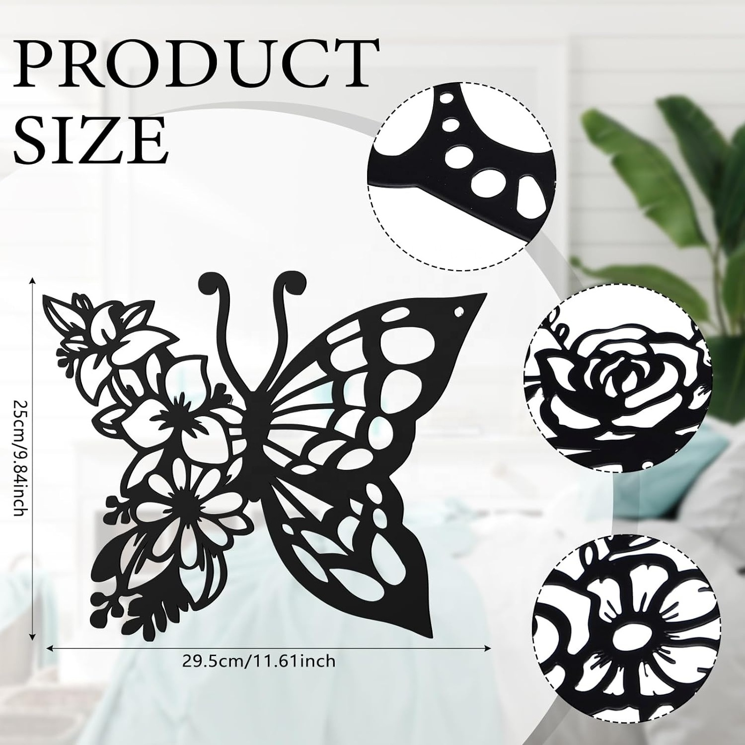 Oniya Black Metal Wall Art Home Decor Butterfly Wall Decor Wholesale Home Decor for Garden Living Room