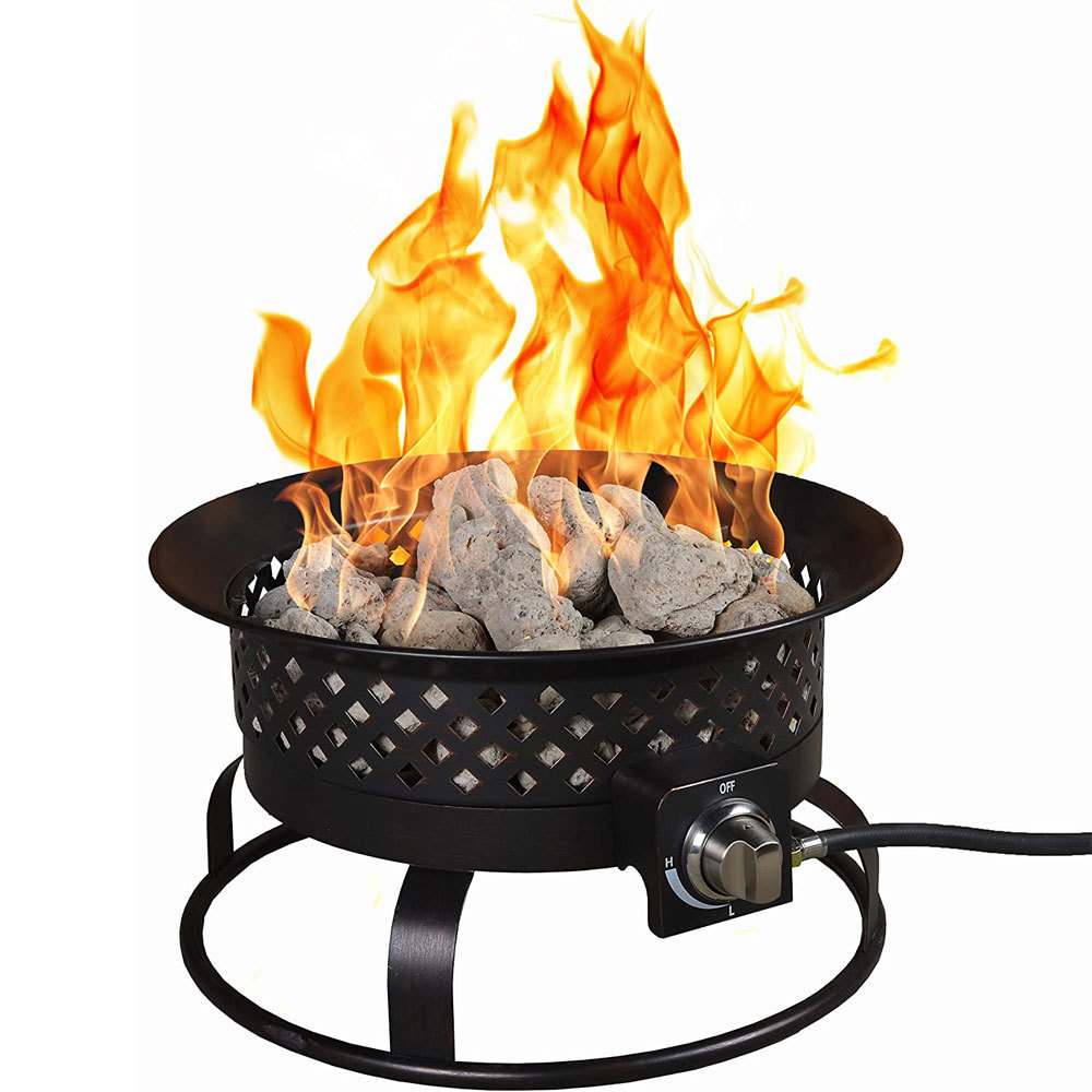 Oniya Metal 50000 BTU Round Camping Backyard Outdoor Propane Gas Fire Pit for Tailgating