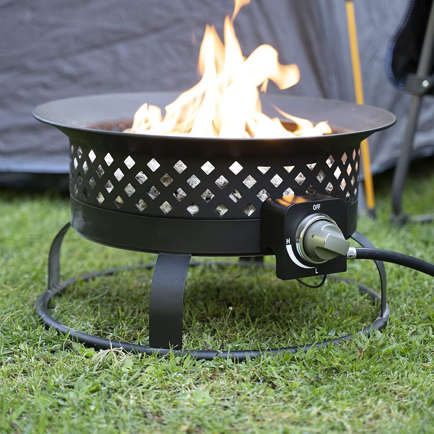 Oniya Metal 50000 BTU Round Camping Backyard Outdoor Propane Gas Fire Pit for Tailgating