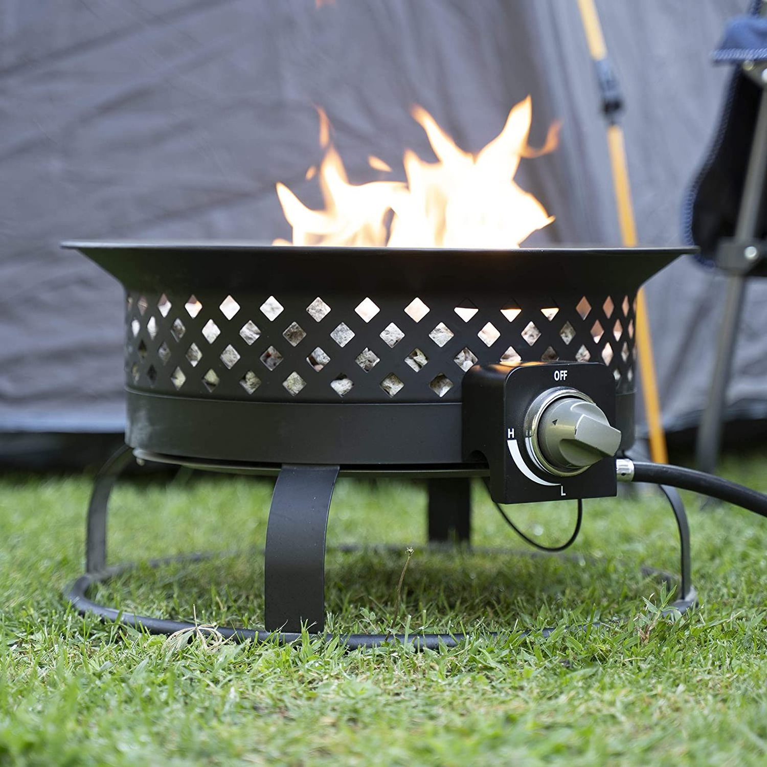 Oniya Metal 50000 BTU Round Camping Backyard Outdoor Propane Gas Fire Pit for Tailgating