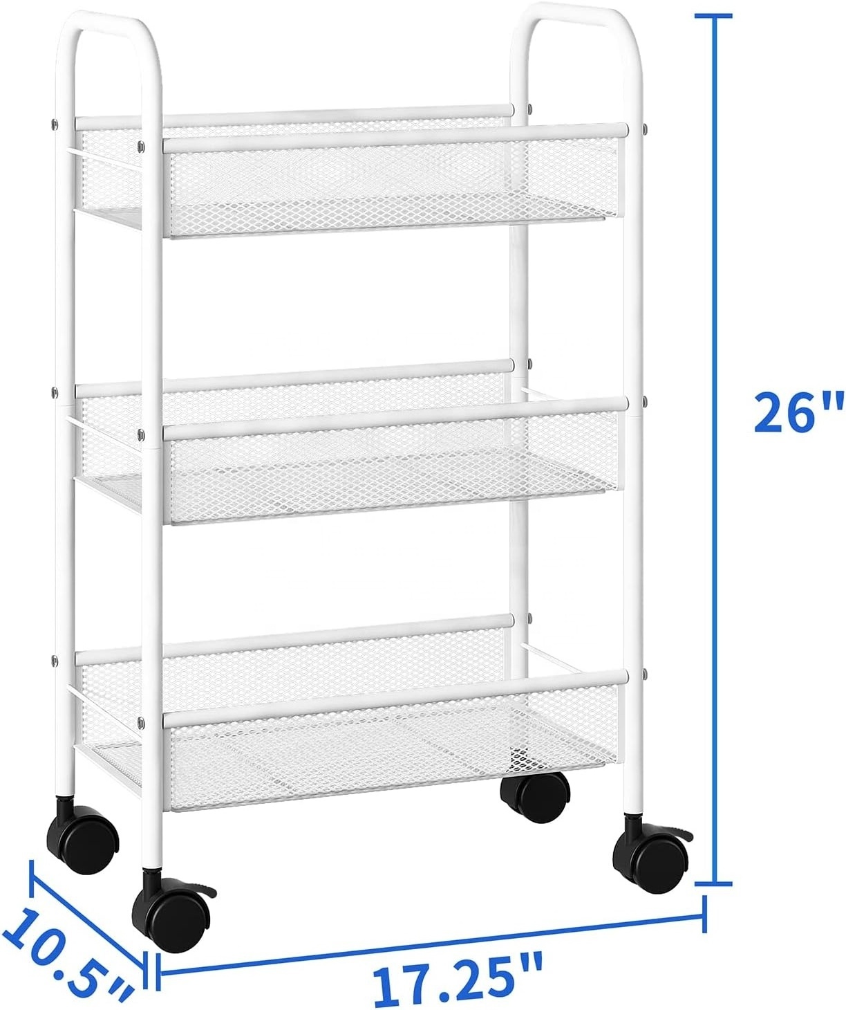 Oniya Metal Iron 3 Tier kitchen Storage Shelves with 4 Wheels Storage Rack Organizer Bathroom Storage  Racks Shelving Units