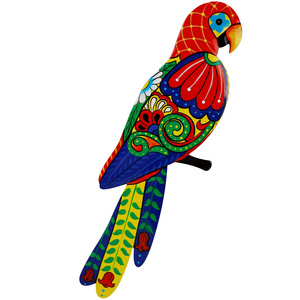 Oniya 17" Bird Colorful Hanging Wall Art  Metal Parrot Wall Decor for Home Kitchen Bedroom Garden Yard