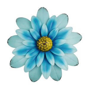 Oniya 13" Metal Multiple Layer Blue Flower Wall Art Other Home Decor for Balcony Patio Porch Bedroom Living Room Garden