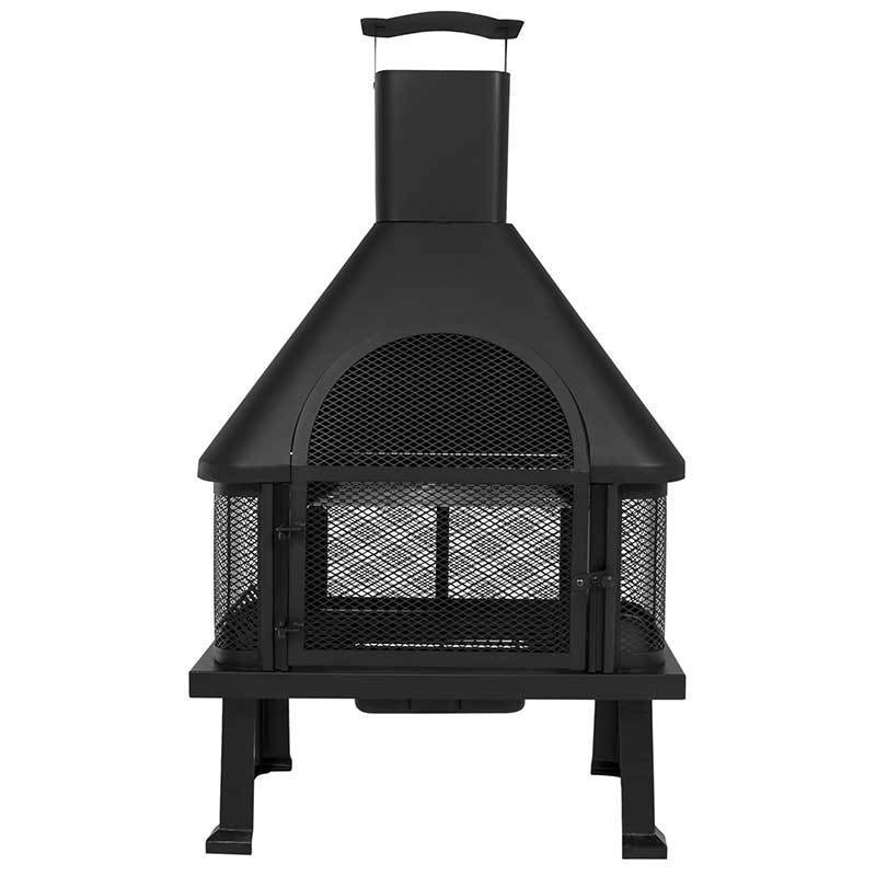 Oniya Indoor Outdoor Fireplace Wood Burning Backyard Deck Fire Pit With Chimney