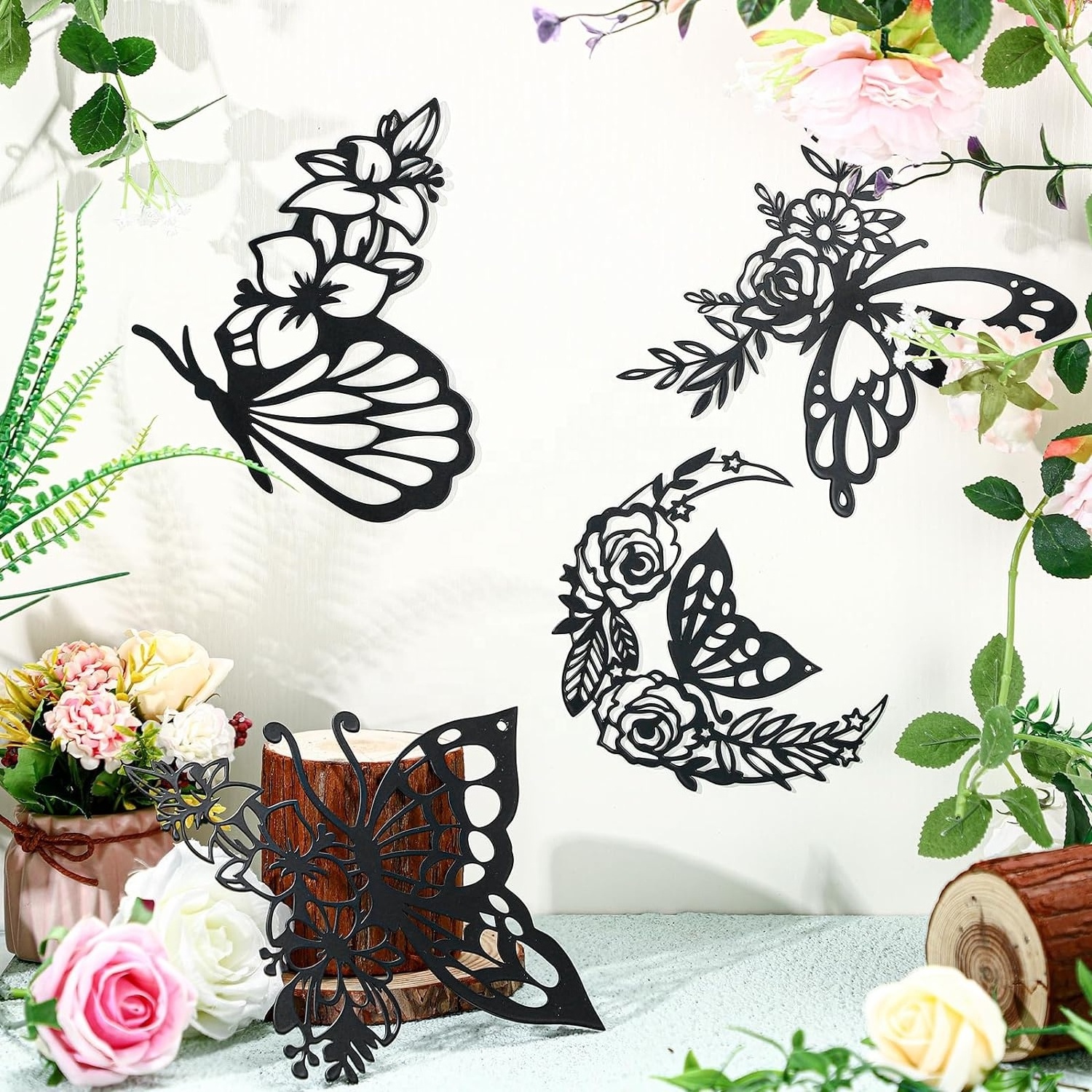 Oniya Black Metal Wall Art Home Decor Butterfly Wall Decor Wholesale Home Decor for Garden Living Room