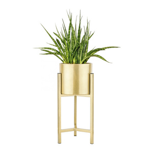 Oniya in Stock 2 pack Indoor  Outdoor Gold Metal Planter  Stand with Pot