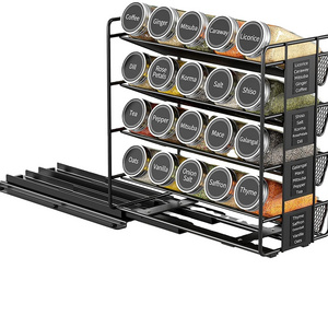 Oniya Black Pull Out Spice Rack Cabinet Organizer Heavy Duty Slide Out Seasoning Organizer for Kitchen Cabinets