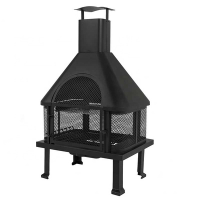 Oniya Indoor Outdoor Fireplace Wood Burning Backyard Deck Fire Pit With Chimney