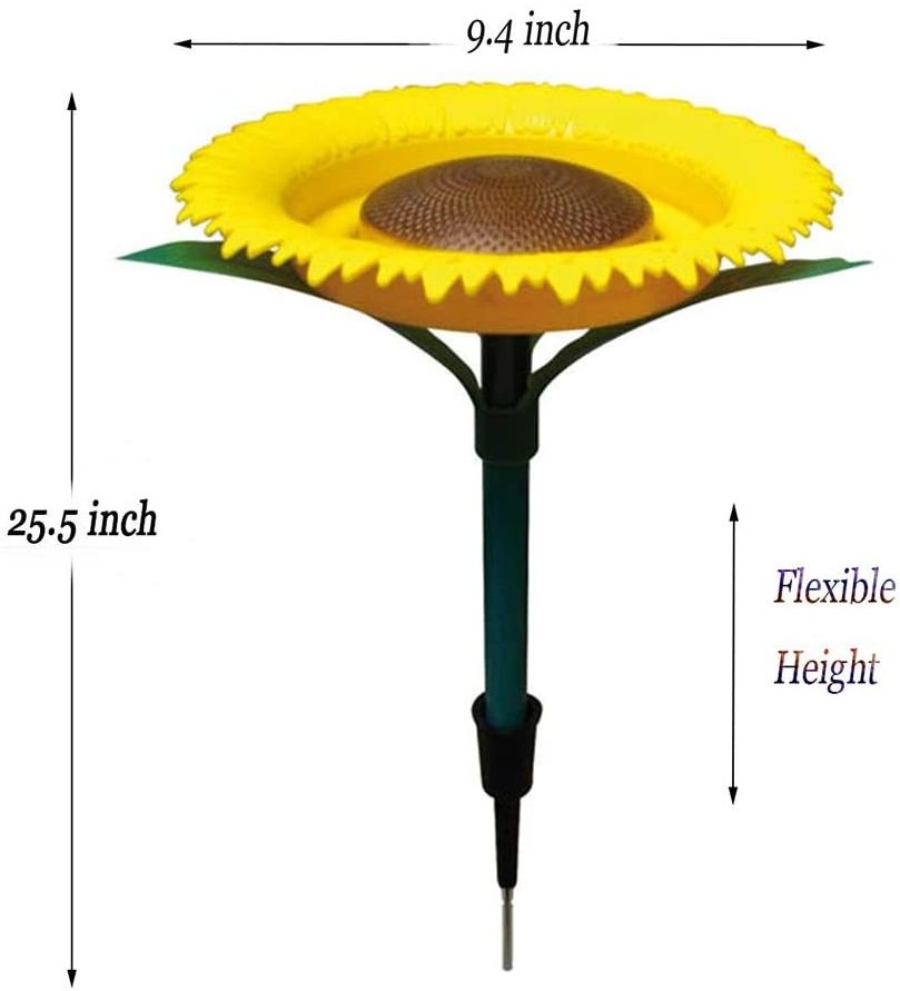 Oniya Original Sunflower Bird Bath and Feeder Tray,Garden Stakes for Nature Lover,Wild Bird Watcher