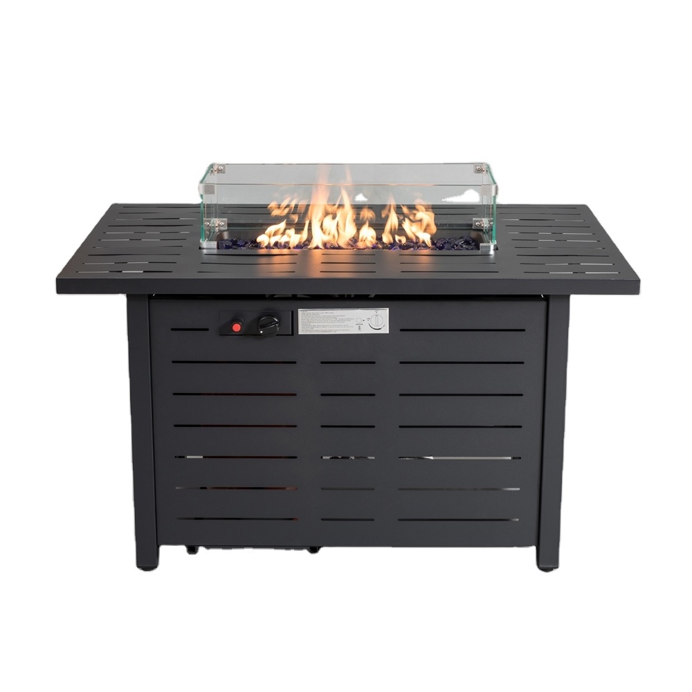 Oniya 43in CE Outdoor 50000 BTU Party Luxury Heater Table Top Fire Place Gas Metal Propane Fire Table Patio